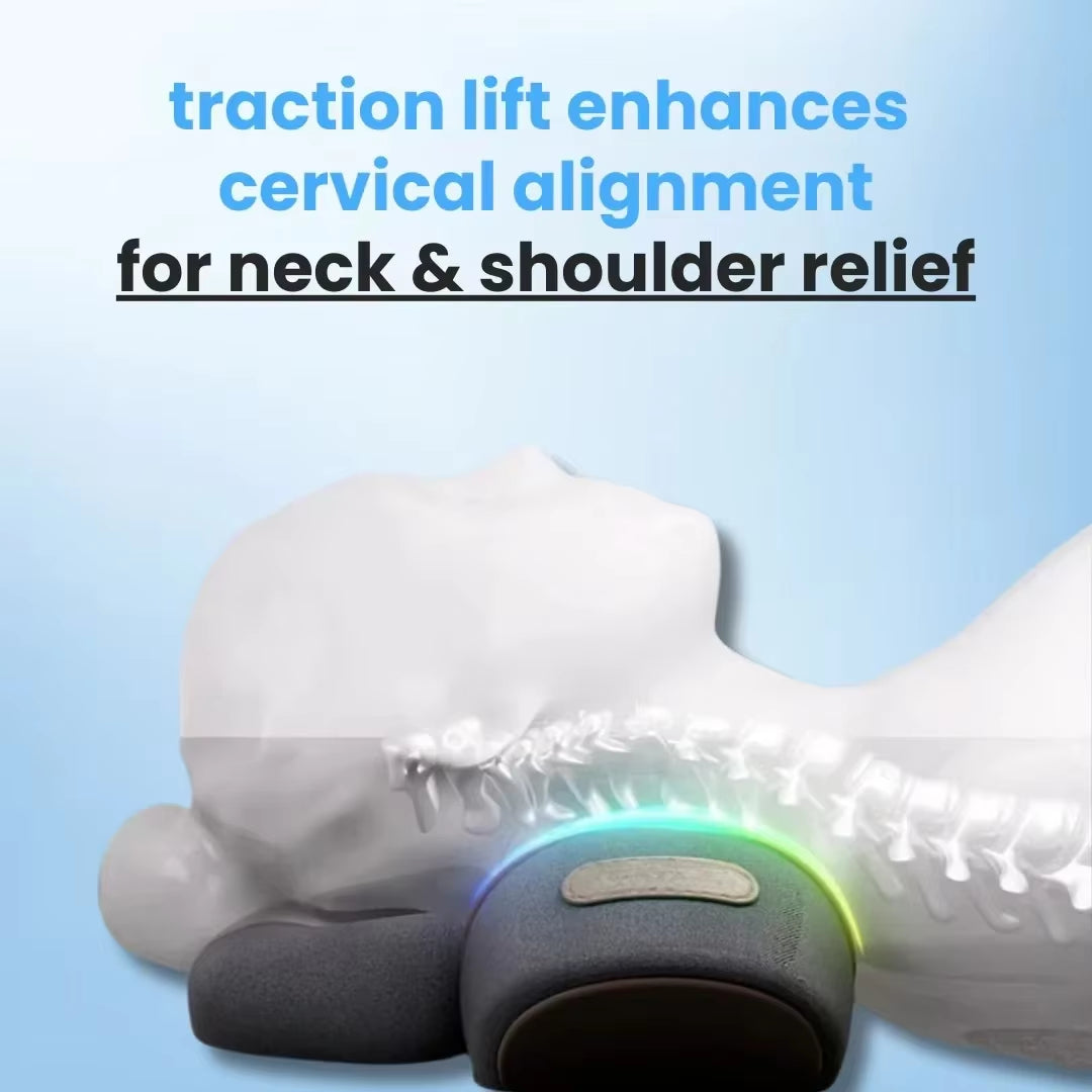 3-In-1 Neck Massager Cervical Pillow Hot Compress Vibration Massage Neck Traction Relax Pillow Spine Support Massager